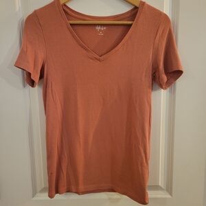 Style & Co. V-Neck Short Sleeve Tee - Terracotta